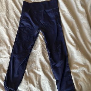 Navy blue fabletics seamless leggings with laser cut outs